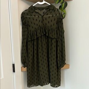 Olive Green Ruffle Dress